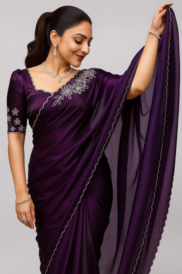 purple satin georgette
